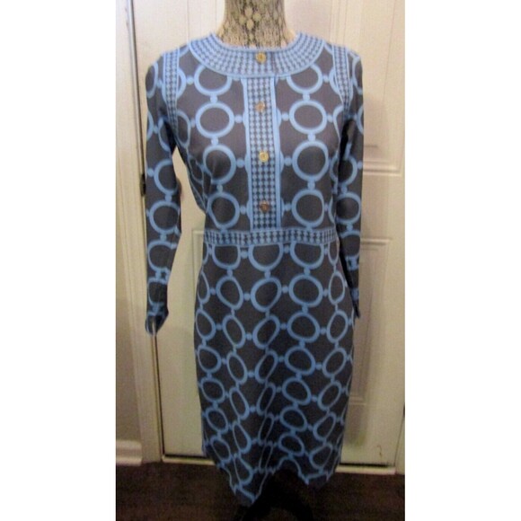 Gretchen Scott Dress NWT Trimmed Up Dip & Dot Gray Blue Retail $212 Size XS - Picture 2 of 15